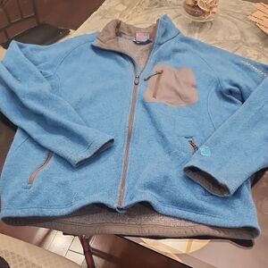 Salomon Acti therm Mens Blue Technical Wool Fleece Jacket with Gray Accents L